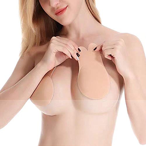 Book Cover 2019 Updated Lift Nipple Covers Self Adhesive Strapless Backless Bras, Invisible Push Up for Women(2 Pairs) (Beige and Black)