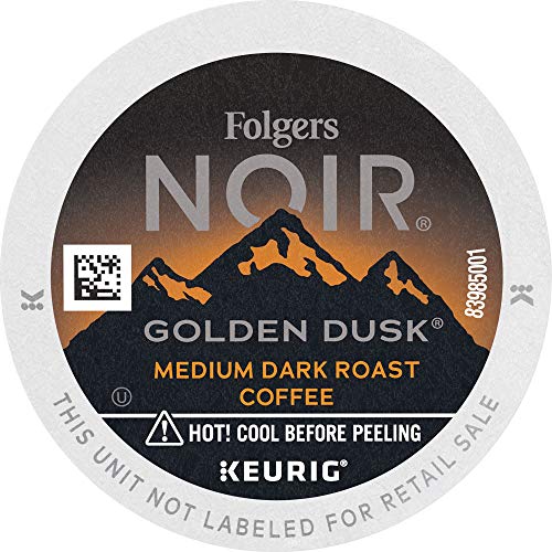 Book Cover Folgers Noir Golden Dusk Medium Dark Roast Coffee, 72 Keurig K-Cup Pods