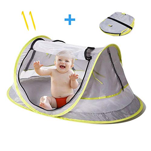 Book Cover Baby Tent for Beach - Indoor & Outdoor + UV & UPF Sun Protection with Mosquito Net Cover - Perfect for Travel + Popup Assembly of Canopy - Great Gift for Babies (Girl & Boy)