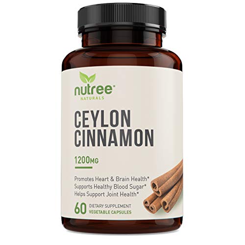Book Cover Nutree Naturals Organic Ceylon Cinnamon Capsules | Supports Healthy Blood Sugar, Joint Support & Brain Function w Potent Antioxidants | 1200mg - 60 Vegetable Capsules | 10 Trees Planted