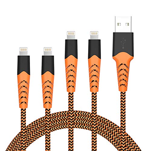 Book Cover Aoshitai iPhone Charging Cable 4 Pack <3Ft 6Ft>Nylon Braided Lightning Charger Cable for iPhone Xs/Max/XR/X/8/8Plus/7/7Plus/6S/6Splus Ipad iPod and More - Orange