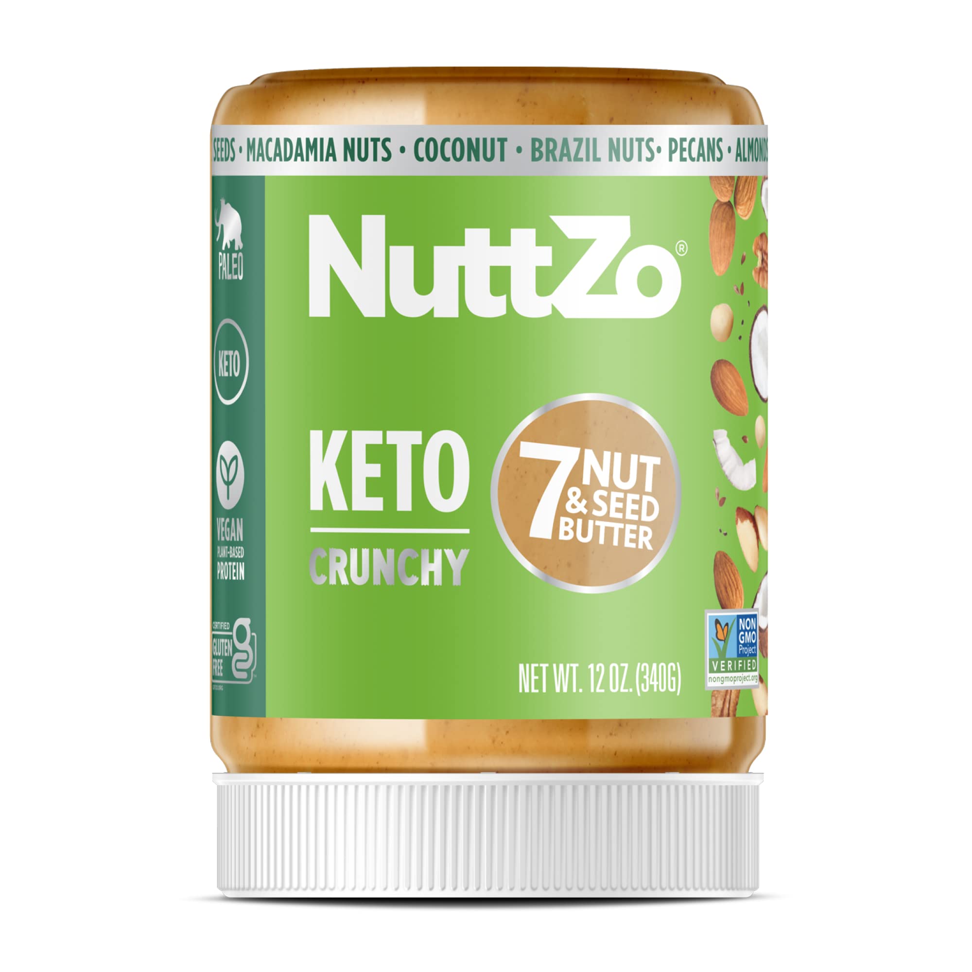 Book Cover Keto Nut Butter by NuttZo | 7 Nuts & Seeds Blend, Keto-Friendly, Gluten-Free, Vegan, Kosher | 1g Sugar, 4g Protein, 2g Net Carbs | 12oz Jar Keto Nut Butter 12 Ounce (Pack of 1)