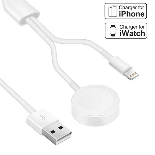 Book Cover for Apple Watch Charger,Watch Charger for iwatch & iPhone,2 in 1 Wireless Charger for Apple Watch Series 4/3/2/1 and iPhone XR/XS/XS Max/X/8/8Plus/7/7Plus/6/6Plus