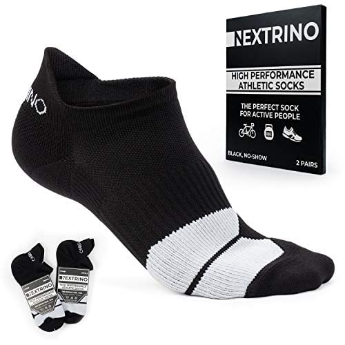 Book Cover Nextrino High Performance Athletic Socks [2 Pairs] No Show, Low Cut Ankle Sock for Men & Women