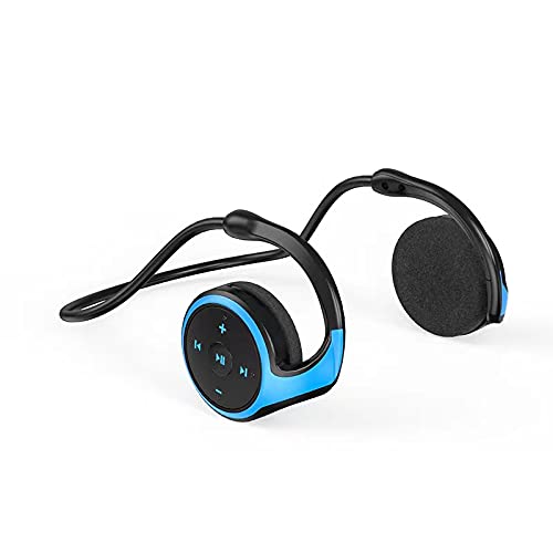 Book Cover Small Bluetooth Headphones Behind The Head, Sports Wireless Headset with Built in Microphone and Crystal-Clear Sound, Fold-able and Carried in The Purse, 12-Hour Battery Life, Blue