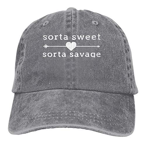 Book Cover Denim Baseball Cap Sorta Sweet Sorta Savage Men Women Golf Hats Adjustable Plain Cap - gray - One size