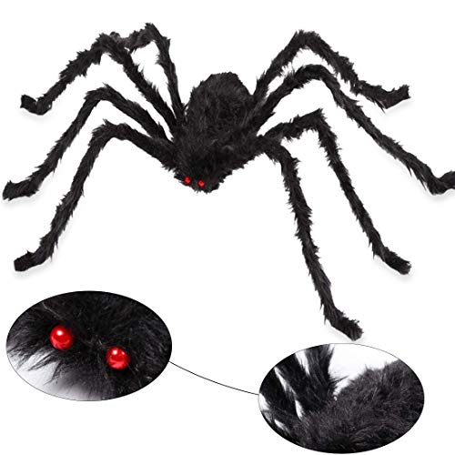 Book Cover Halloween Scary Giant Spider 6.6 Ft. 200cm Fake Large Hairy Spider Props for Outdoor Decor & Yard Decorations