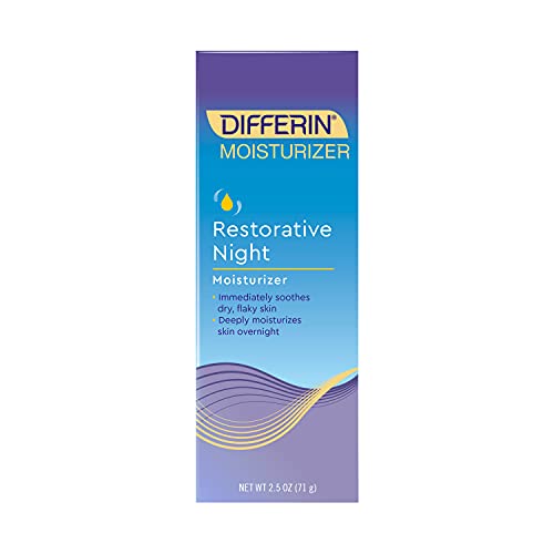 Book Cover Night Cream with Hyaluronic Acid by the makers of Differin Gel, Restorative Night Moisturizer, Gentle Skin Care for Acne Prone Sensitive Skin, 2.5 oz
