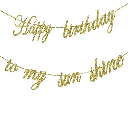 Book Cover Happy Birthday Banner, Happy Birthday to My Sunshine, Birthday Decorations Glitter Gold
