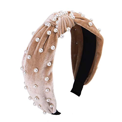 Book Cover Headbands for Women Pearl Headbands - 1PCS Twisted Faux Pearl Velvet Headband Elegant Bling Hair Clip Hairpins Headwear Barrette Styling Tools Accessories,Creamy White