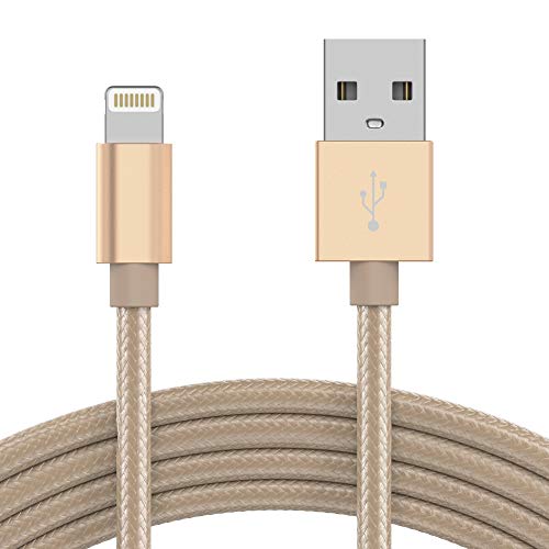 Book Cover TALK WORKS iPhone Charger Lightning Cable 10ft Long Braided Heavy Duty Cord MFI Certified for Apple iPhone 13, 12, 11 Pro/Max/Mini, XR, XS/Max, X, 8, 7, 6, 5, SE, iPad, AirPods, Watch - Gold