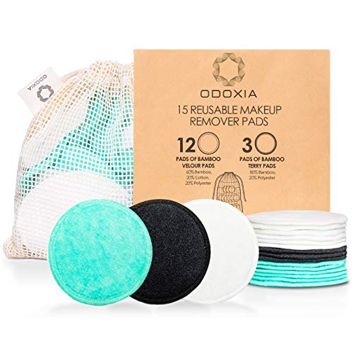 Book Cover Reusable Makeup Remover Pads | Eco Friendly & Zero Waste Cotton Rounds | Beauty Products | 15 Natural & Organic Face Pads with Laundry Bag | Soft for All Skin Types | Bamboo Wipes for Facial Cleansing