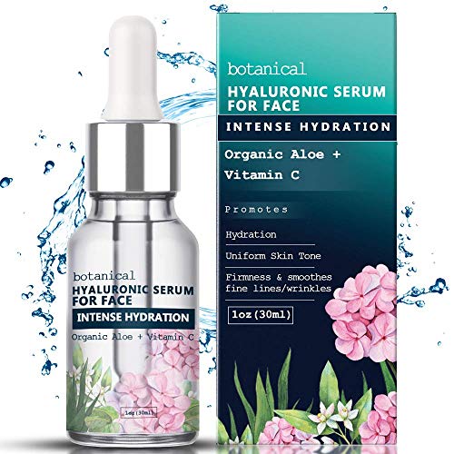 Book Cover Hyaluronic Acid Serum for Face, Repairs Damaged Skin, All Natural with Vitamin C, E, Jojoba Oil, Witch Hazel. (Anti Aging Formula)