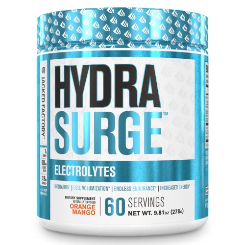 Book Cover HYDRASURGE Electrolyte Powder - Hydration Supplement with Key Minerals, Himalayan Sea Salt, Coconut Water, & More - Keto Friendly, Sugar Free & Naturally Sweetened - 60 Servings, Orange Mango