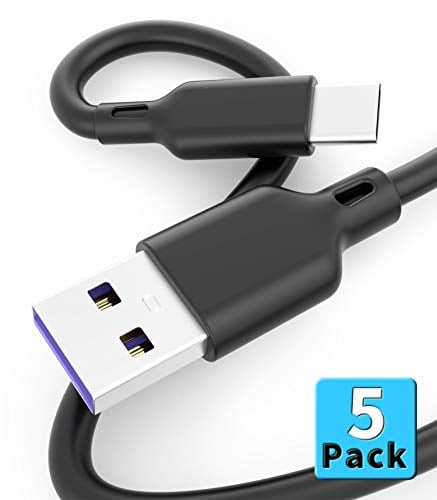 Book Cover USB Type C Cable, 5Pack (1x1Ft 2x3Ft 2x6Ft) USB A to USB C Charger Cable, Fast Charging Cord Compatible with Samsung Galaxy S9 Note 9 8 S8 S10 Plus, Google Pixel XL 3, LG G7 thinQ V20, Moto Z, Z3
