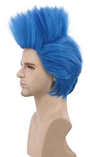 Book Cover Karlery Men Short Straight Blue Wig Helloween Costume Wig Anime Cosplay Party Wig(Adult)