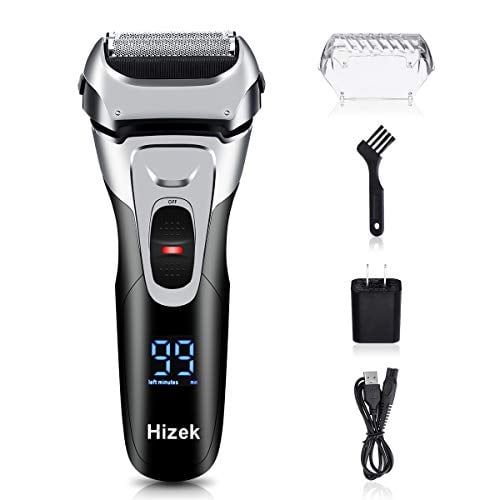 Book Cover Electric Razor for Men, Hizek Men's Electric Shaver Cordless Foil Shaver with Pop-up Trimmer,USB Quick Charging,LCD Display,Waterproof Design for Body Hair and Beard Style