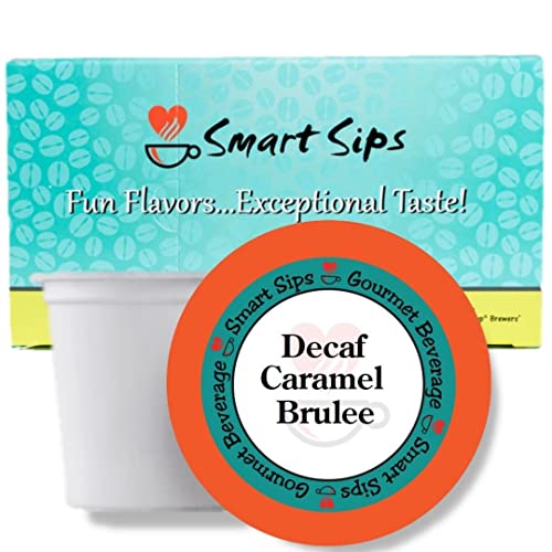 Book Cover Smart Sips, Decaf Caramel Brulee Flavored Coffee, 24 Count Gourmet Decaf Pods, Compatible With All Keurig K-cup Machines