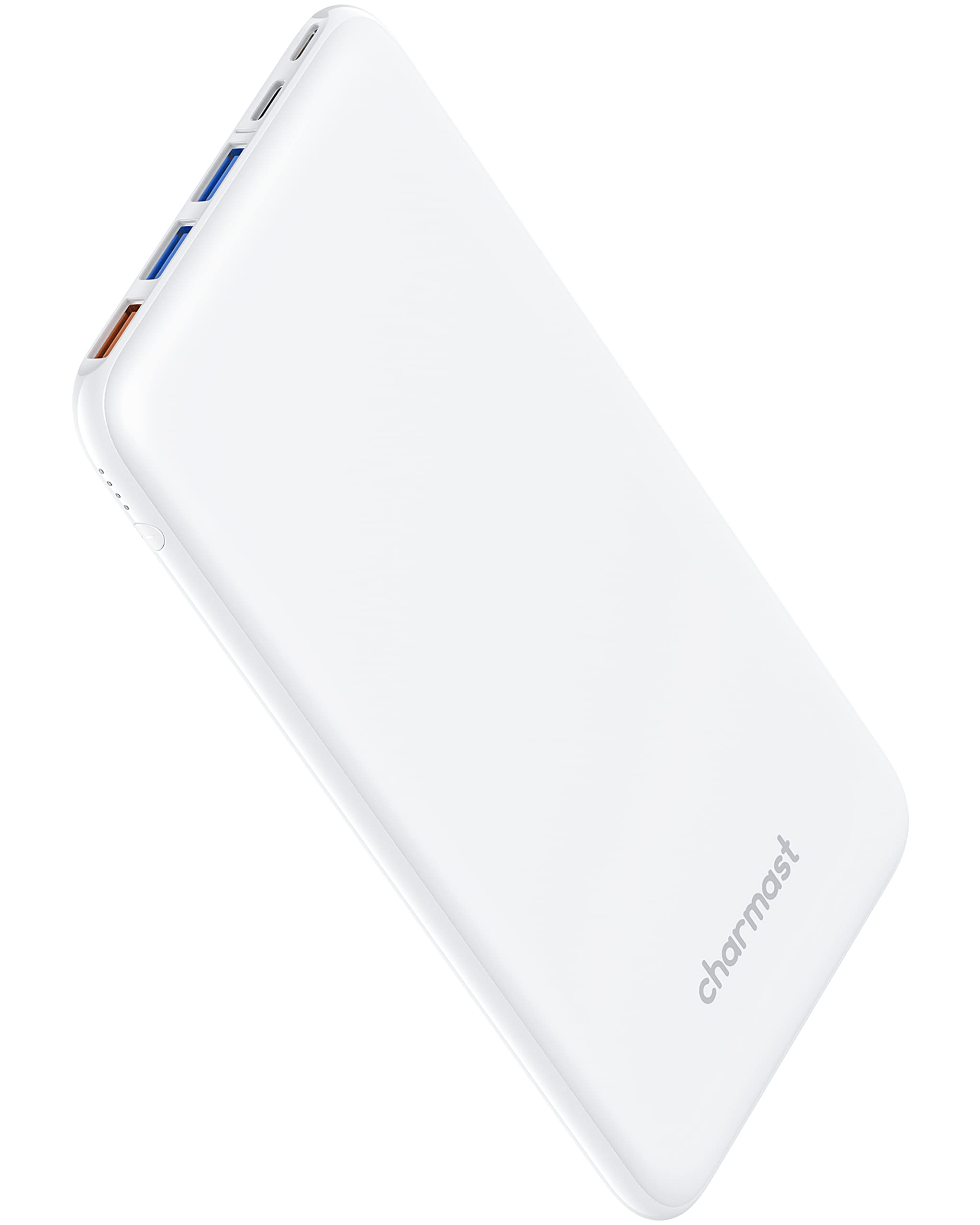 Book Cover Charmast USB C Power Bank, 26800mAh Portable Charger USB C, Slim Thin 3A High-Speed Battery Pack Type C with 3 Input & 4 Output Compatible with iPhone, iPad, Samsung, Pixel More White