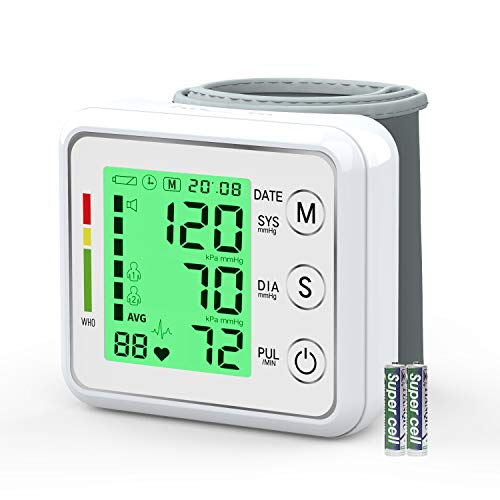 Book Cover Automatic Wrist Blood Pressure Monitor, IVKEY Blood Pressure Cuff with Large Backlight LCD Display-BP Monitor, BP Cuff for Detecting Irregular Heartbeat, 2*99 Memories, 2AAA and Carrying case Included