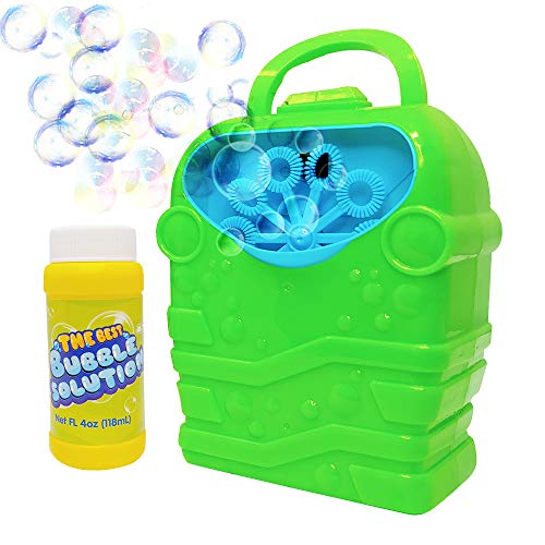 Book Cover WhizBuilders Bubble Machine with Bubbles Solution Durable Bubble Blower for Boys and Girls - Indoor and Outdoor Bubble Maker for Kids