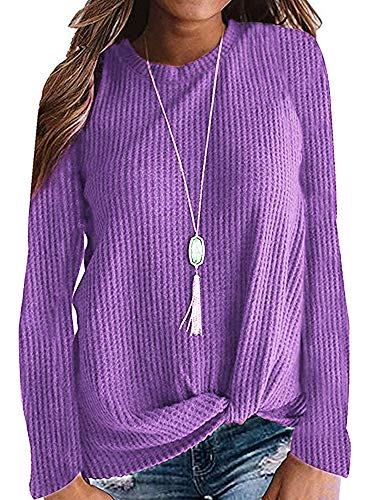 Book Cover Womens Casual Top Long Sleeve Cute T Shirts Twist Knot Waffle Knit Shirts Tank Tops