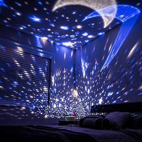 Book Cover Eterichor Starry Night Light Projector, 2 in 1 Star Moon & Ocean World, 360° Rotating Multiple Colors Ceiling Projector, Romantic Home Decoration Lamp, USB & Battery Powered, Gifts for Kids