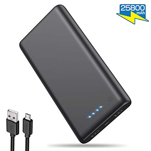 Book Cover Portable Charger Power Bank 25800mAh High Capacity External Battery Smaller Size Lighter Weight Phone Charger Compatible with Smartphone, Android, Tablet & More