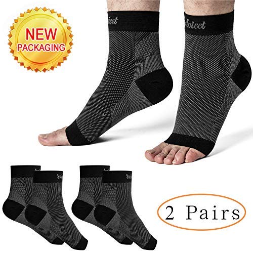 Book Cover Plantar Fasciitis Socks with Arch Support-Rendvieet 2 Pair Compression Foot Sleeves for Men & Women Ankle Brace Compression Sleeve Foot Care Compression Sleeve Socks (2Black, L/XL)