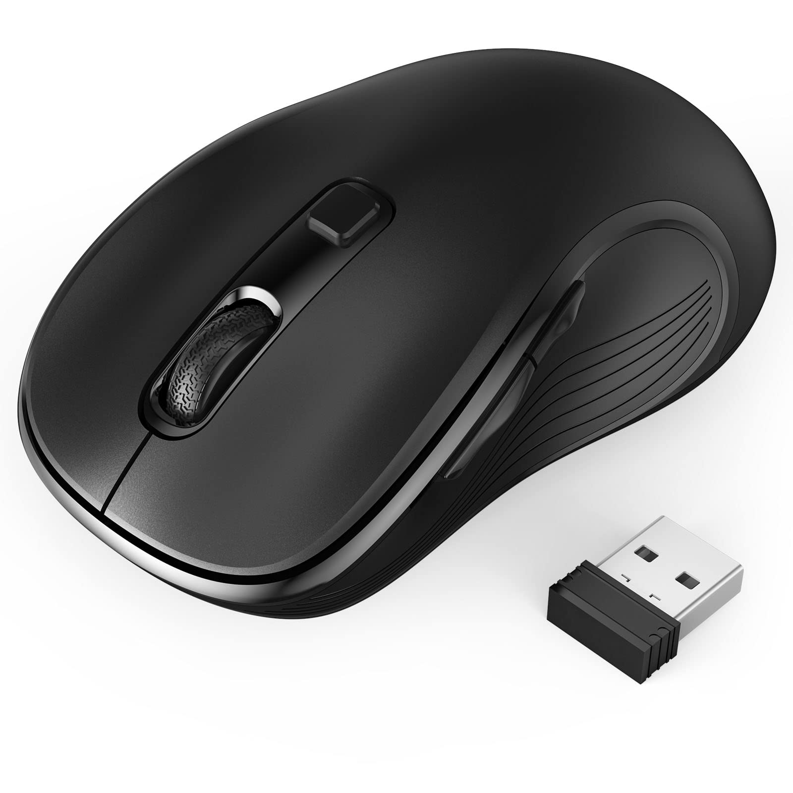 Book Cover TedGem Wireless Mouse for Laptop, 2.4GHz Portable Computer Mouse with 6 Buttons, 3 Adjustable DPI, Auto Sleep Mode, Ergonomic Cordless Mice with Long Battery Life for Computer PC Windows Mac Black
