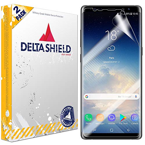 Book Cover DeltaShield Screen Protector for Samsung Galaxy Note 8 (2-Pack)(Case Compatible Design) BodyArmor Anti-Bubble Military-Grade Clear TPU Film