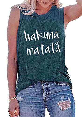 Book Cover JINTING Hakuna Matata Tank Top Letter Print Tank Tops for Women Funny Tank Tops Funny Sleeveless Sayings Tank Tops Tee Shirts