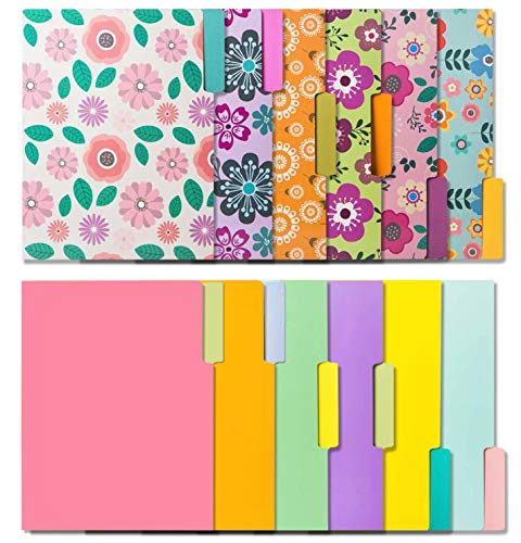 Book Cover 12 Cute File Folders -Floral File Folders & Colored File Folders in Vibrant Colors -Decorative File Folders -Pretty File Folders- 300 gsm Thick, Letter Size File Folders - 9.5 x 11.5 inch (Pack of 12)
