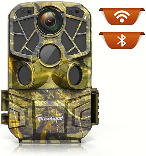 Book Cover usogood WiFi Trail Camera 4K with Night Vision Motion Activated Waterproof Send Picture to Cell Phone Bluetooth Game Cam 24MP Wildlife Cameras for Hunting/Outdoor Animals Monitoring/Home Security