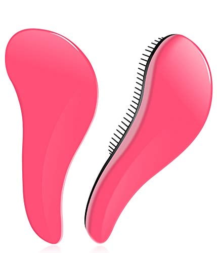 Book Cover Hair Brush, Portable Travel Detangler Brush, Glide Hair Comb Anti Static Detangling Knots, Air Cushion Massage Brush for Women Men Adults Kids Curly Long Thick Dry Wet Frizzy Damaged Hair Pink