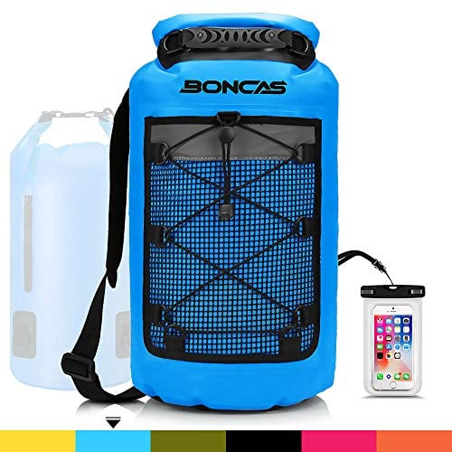 Book Cover Boncas Waterproof Dry Bag, 10L 20L 30L Waterproof Backpack with Phone Pounch, Waterproof Roll Top Bag Dry Sack Perfect for Kayaking, Fishing, Rafting