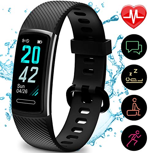 Book Cover Yemo Updated 2019 Version Fitness Tracker HR, Activity Trackers Health Exercise Watch with Heart Rate and Sleep Monitor, Smart Band Calorie Counter, Step Counter, Pedometer Walking (Black)