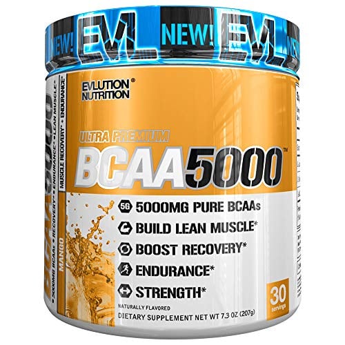 Book Cover Evlution Nutrition BCAA5000 Powder 5 Grams of Premium BCAAs (30 Servings, Mango)