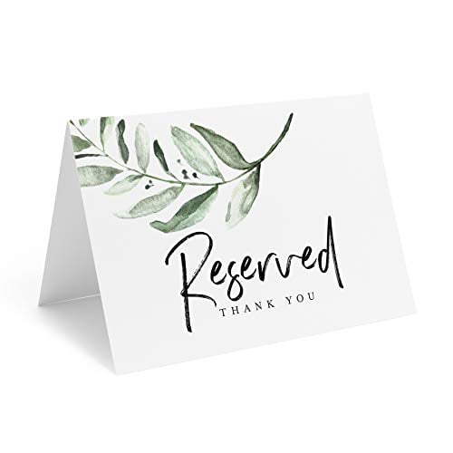 Book Cover Bliss Collections Rustic Greenery Reserved Signs for Weddings, Receptions, Parties and Celebrations, 4x6 Reserved Table Cards, Table Setting Cards, Pack of 10