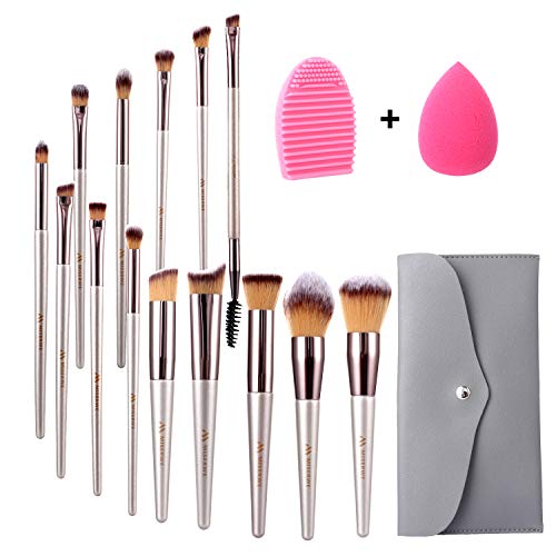 Book Cover Miserwe 17Pcs Makeup Brushes Set Professional Cosmetic Brushes with Makeup Sponge Brush Cleaner and Travel Makeup Bag with Face Eye Shadow Foundation Lip Liquid Blending Brush Kit