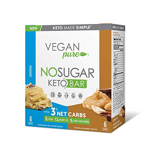 Book Cover New! No Sugar Keto Bars â€“ Vegan Keto Food Bars, Low Carb/Low Glycemic, 0 grams of Sugar, All Natural, 9g of Plant Based Protein, 13g of Fats per Bar, Only 3g Net Carbs, #LCHF