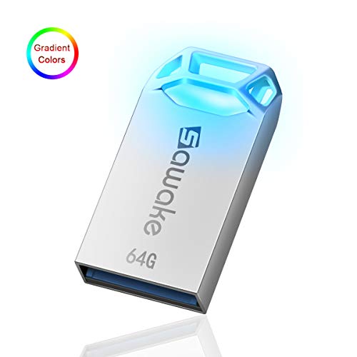 Book Cover SAWAKE USB Flash Drive, 64GB USB 3.0 Thumb Drive, Waterproof Memory Stick with Keychain (Silver)