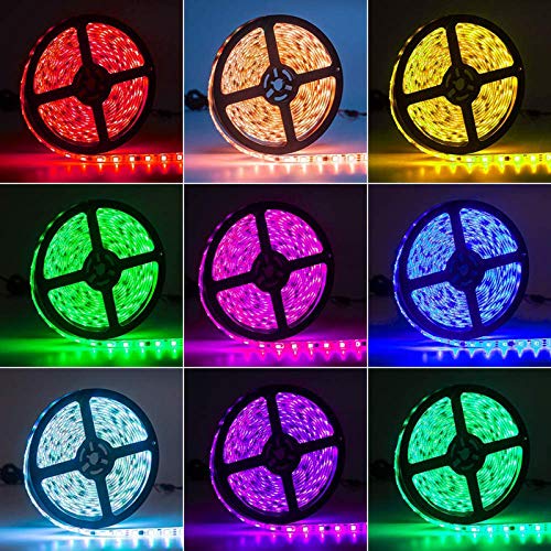 Book Cover xinkaite Waterproof Led Strip Lights 16.4 Ft Flat Light Strip Lighting Tape Lights 150leds Color Changing LED Lights Strip with Remote Control for Kitchen Bedroom Mirror Home Decor Party Wedding