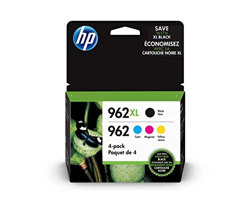 Book Cover HP 962XL High Yield Black and HP 962 Cyan, Magenta, Yellow Original Ink Cartridges Pack of 4 (3JB34AN)