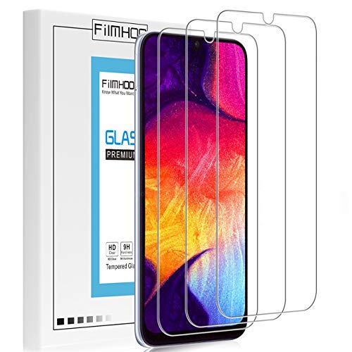 Book Cover FilmHoo[3 Pack] Samsung Galaxy A50/Galaxy A20/ Galaxy A30 Screen Protector Tempered Glass,Anti-Scratck,Bubble Free,Lifetime Replacement