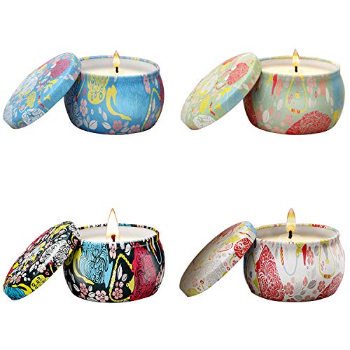 Book Cover BAG WIZARD 100% Soy Wax Aromatherapy Candle Tin Can Scented Candle Set Odor Home Eliminator Candles,Up Burn Time 25 Hours Each One,4 Packs/Set