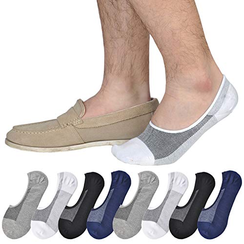 Book Cover Jormatt Genuine Mens No Show Socks,Loafer Sneakers Low Cut Cotton Socks With Non Slip Grips