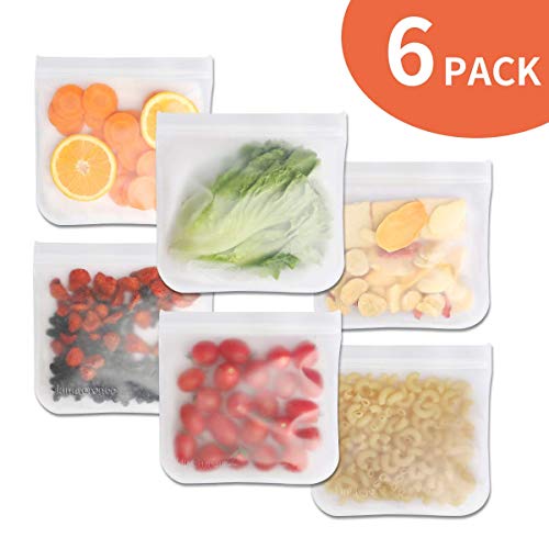 Book Cover Reusable Sandwich Bags  FDA Food Grade PEVA Reusable Storage Bags -Leakproof and Fresh for Snacks, Fruits, Lunch, Sandwiches, Washable and Reusable - 6 Pack