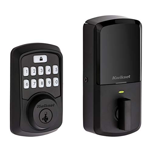 Book Cover Kwikset 99420-003 Aura Bluetooth Programmable Keypad Door Lock Deadbolt Featuring SmartKey Security, Iron Black
