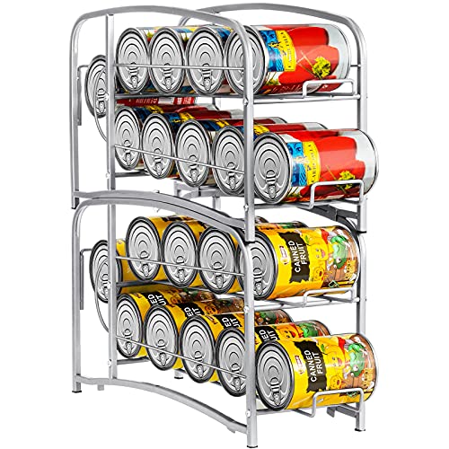 Book Cover Auledio Stackable Can Rack Organizer For Kitchen Cabinet, Pantry Organization And Storage Dispenser, Holds 36 Soda Cans Or Canned Food, Metal White (Silver)